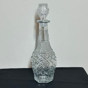 Vintage Anchor Hocking Wexford Crystal Glass Decanter With Stopper